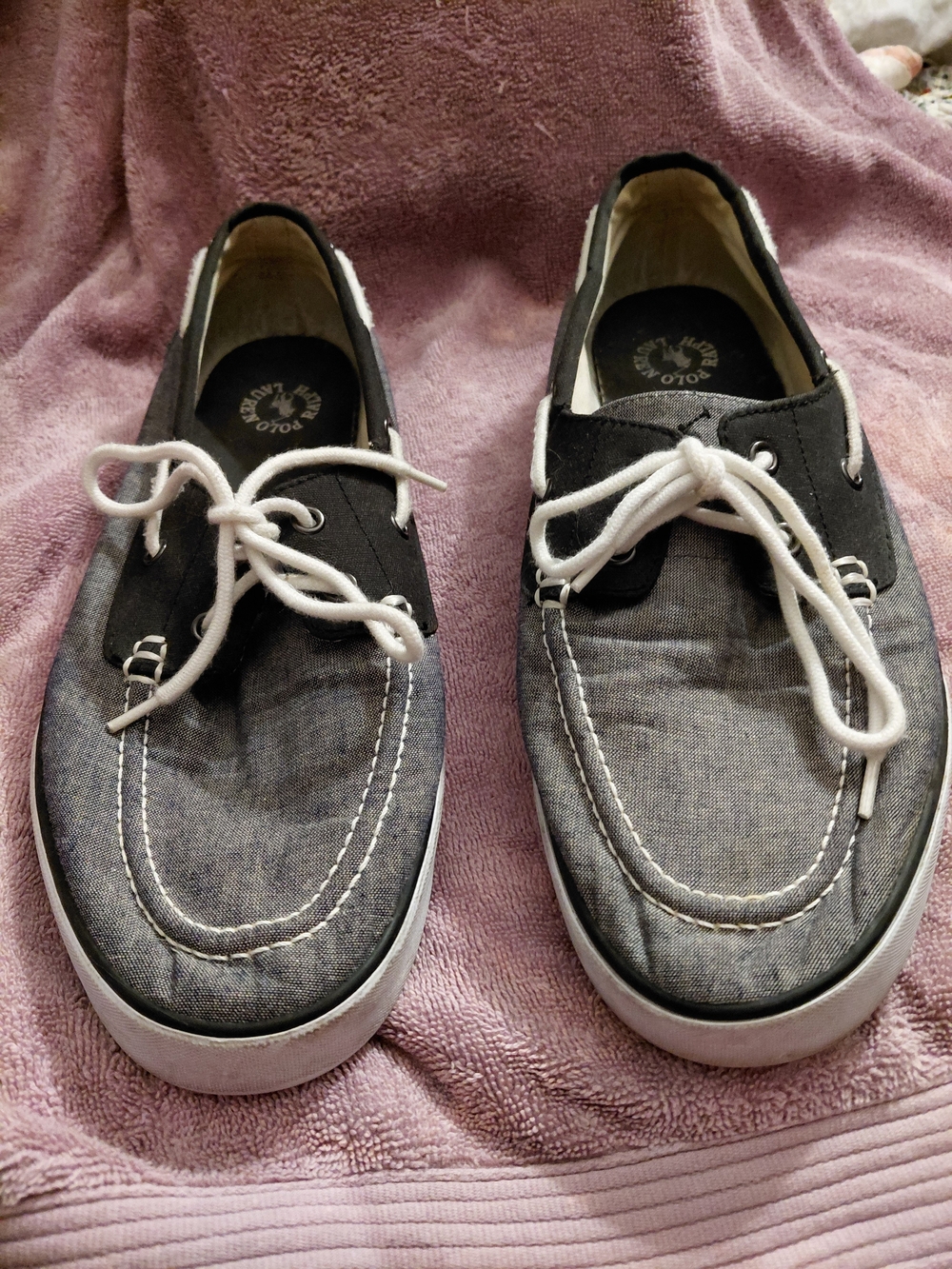Polo by Ralph Lauren Grey and Black Canvas Boat Shoes